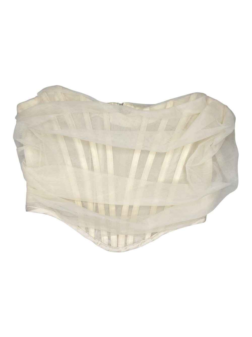 NWOT Salty Romantic Coquette Ivory Sheer Mesh Corset Bustier Top Size Large